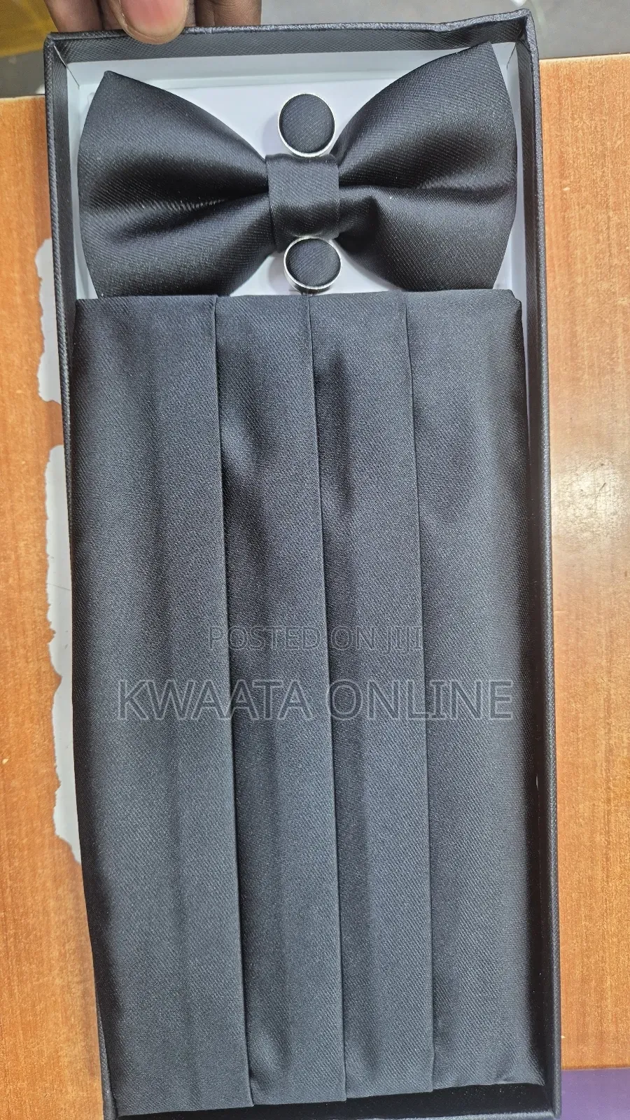 Men's Cummerbund Bowtie Set Hanky Pocket Square Waistband Set