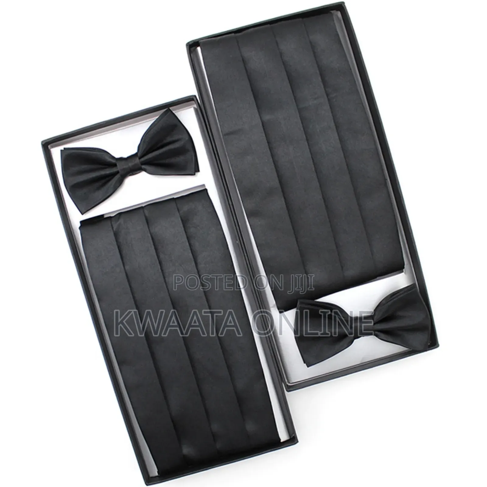 Men's Cummerbund Bowtie Set Hanky Pocket Square Waistband Set