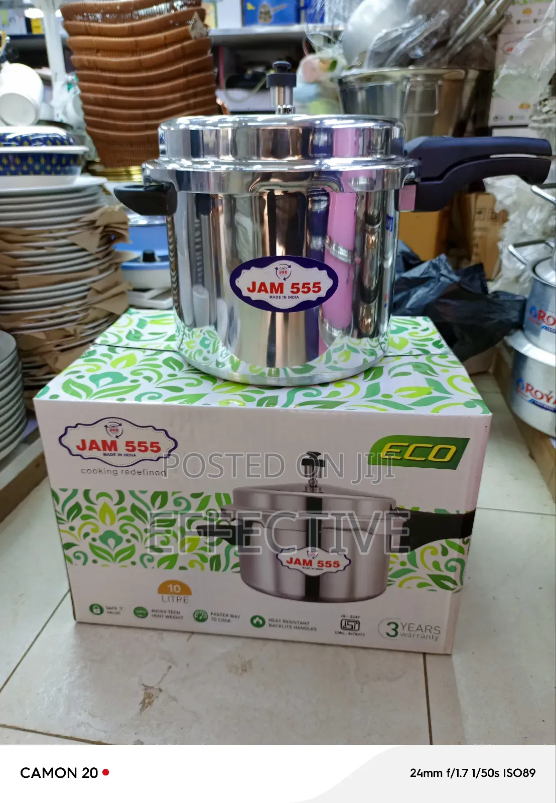 Indian 10-liter Stainless Steel Pressure Cooker.