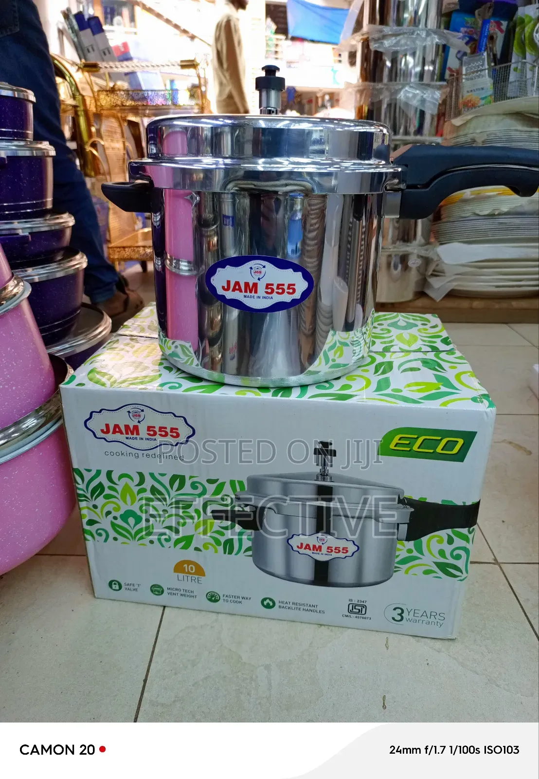 Indian 10-liter Stainless Steel Pressure Cooker.