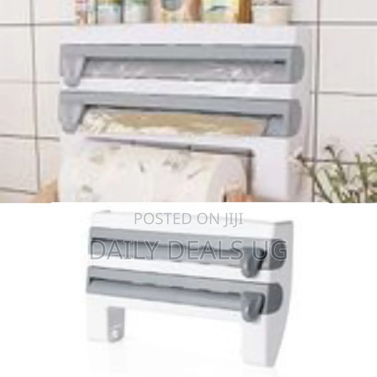 4 in 1 Cling Film, Paper Towel and Foil Storage Rack Cutter, Holder