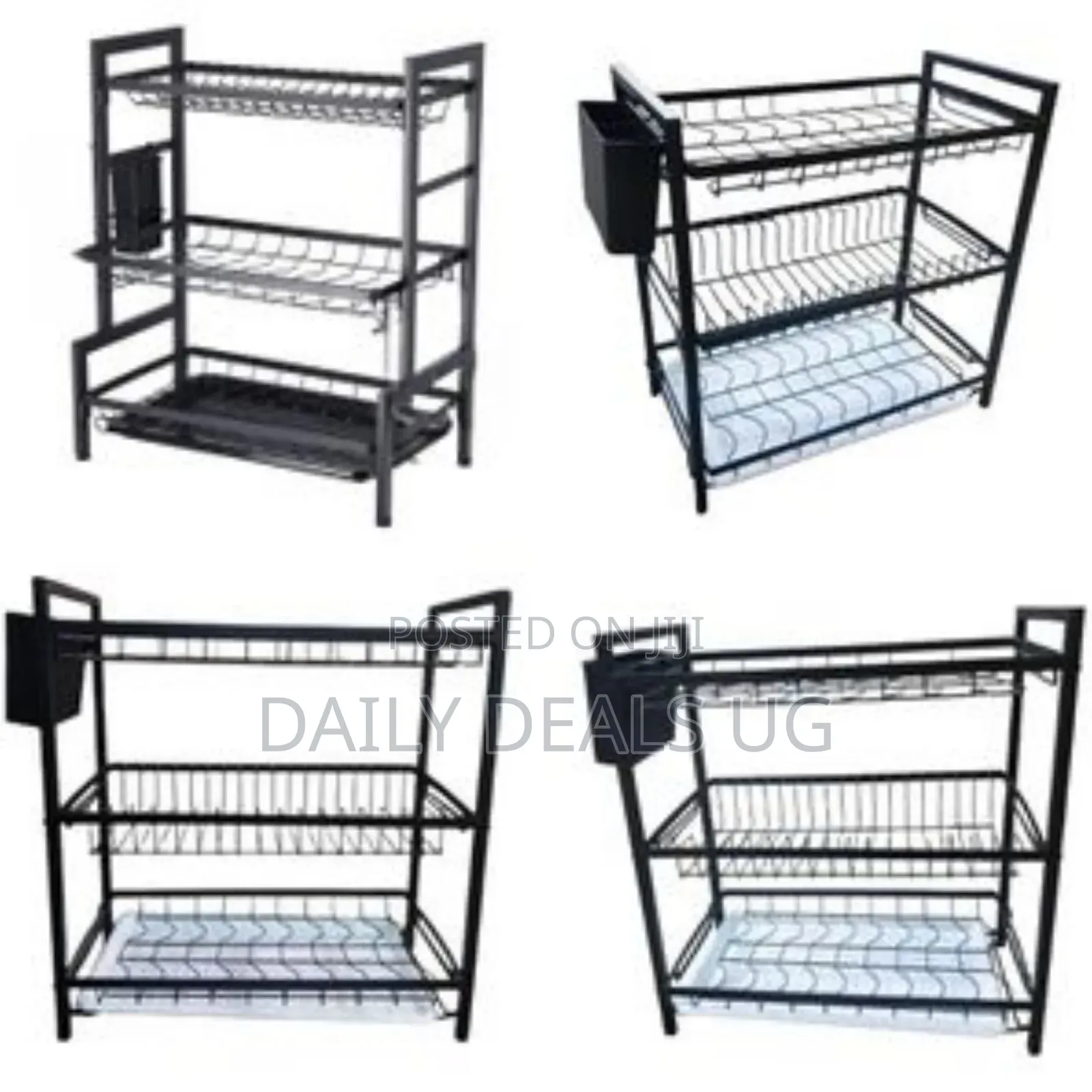 3 Tier Aluminum Plate Dish Drying Draining Rack Storage Organizer