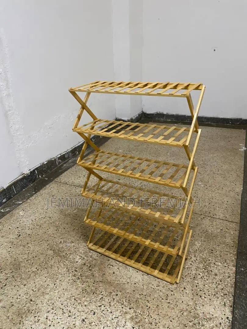 Bamboo Foldable Multi Tier Shoe Rack
