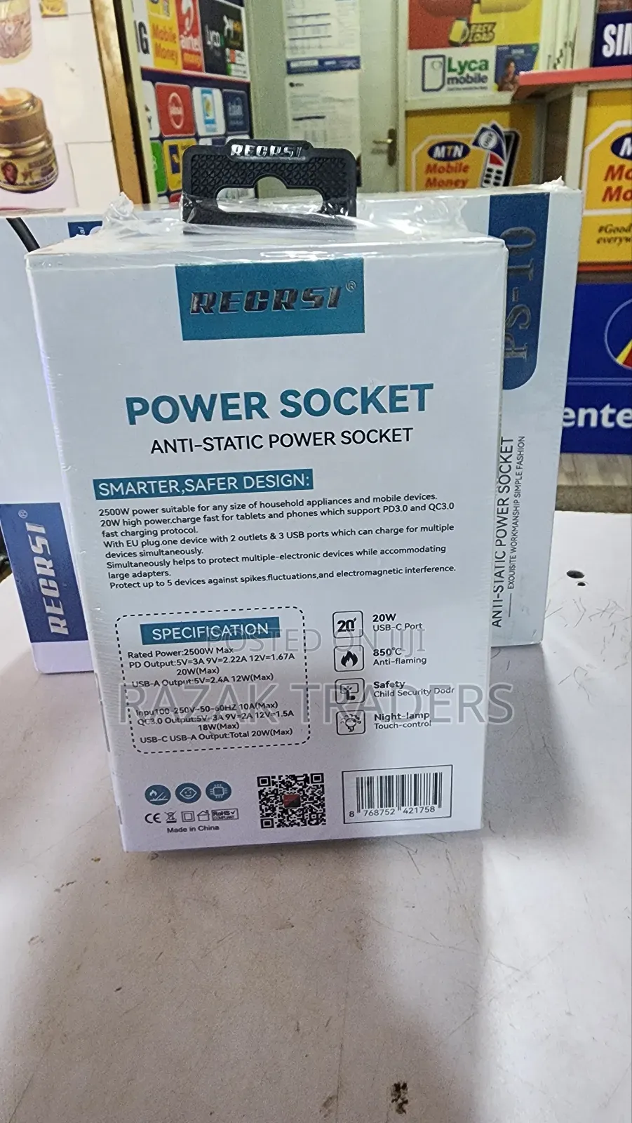 3in1 Dual Usb Universal Socket With Type C and Light