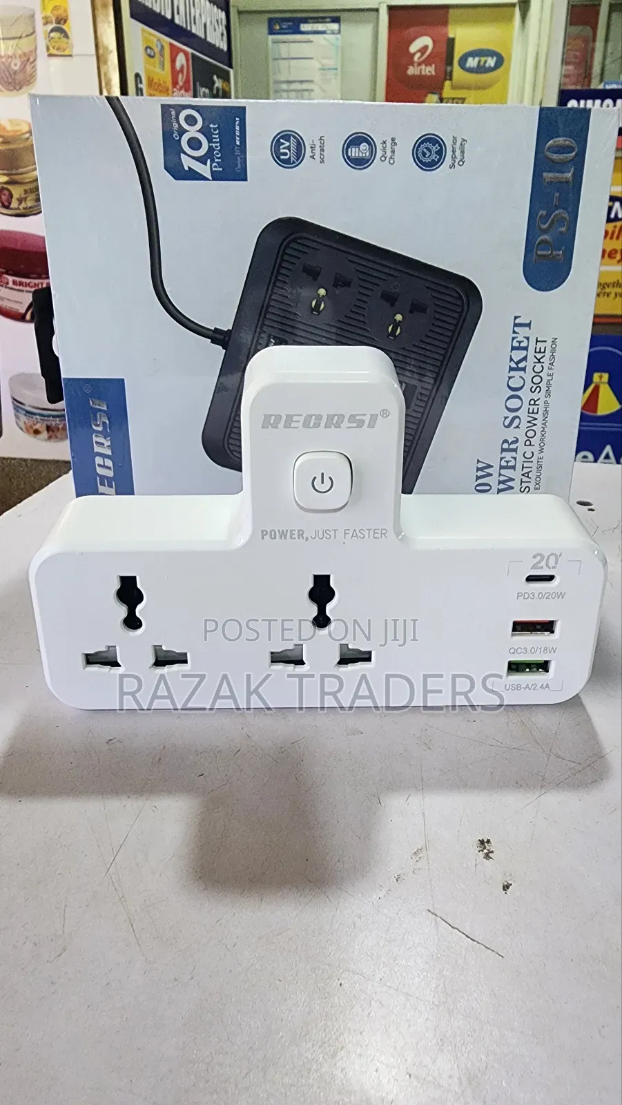 3in1 Dual Usb Universal Socket With Type C and Light