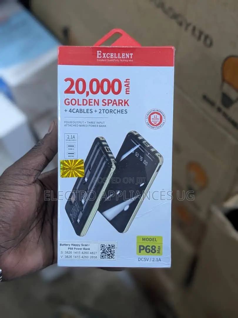 Excellent Golden Spark P68 Power Bank With a 20,000mah