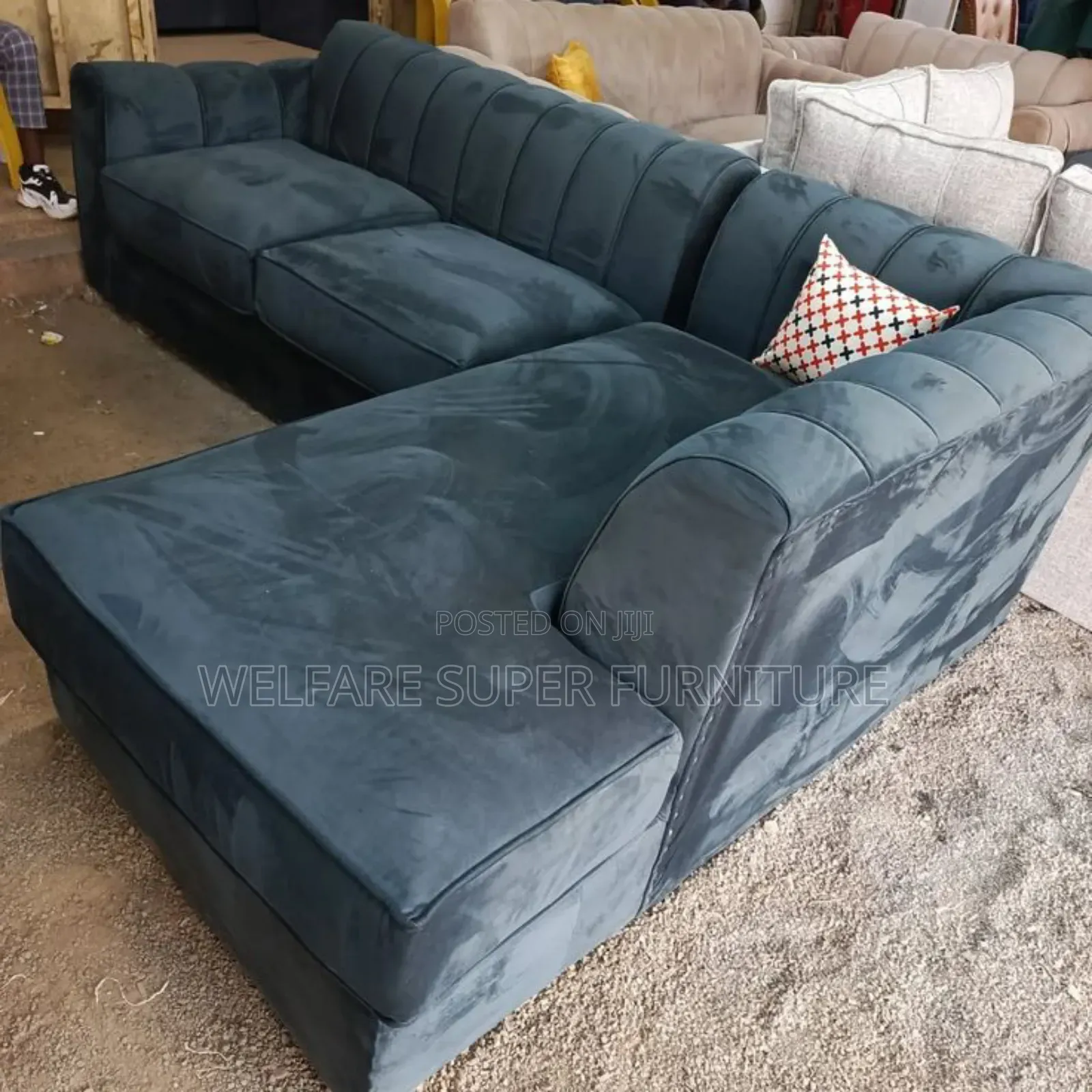 Coffee Brown Durable L Chair With Spring Material