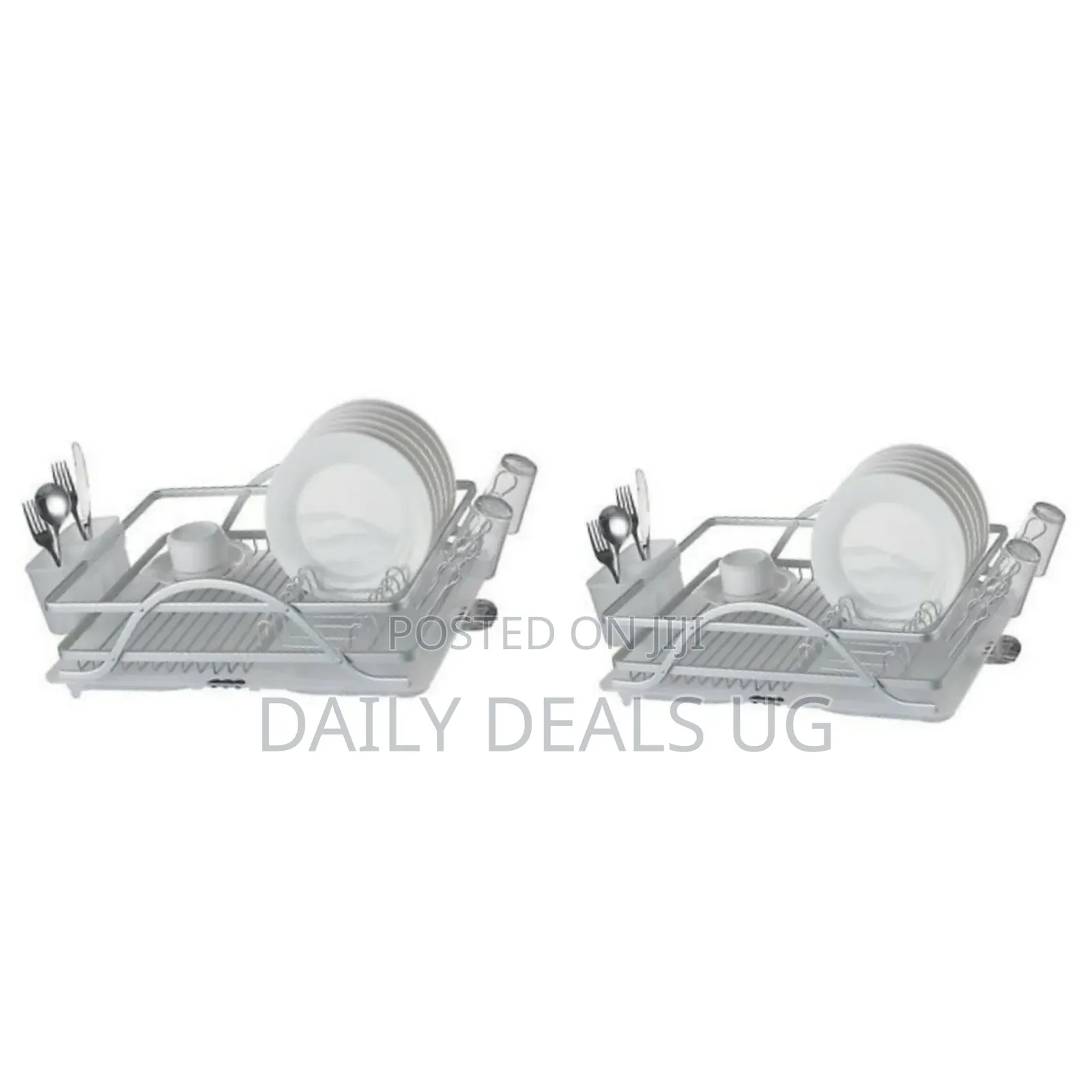 Aluminum Dish Drainer Rack Storage Organizer-Silver