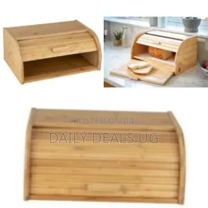 Wooden Bamboo Storage Bread Bin Container - Brown