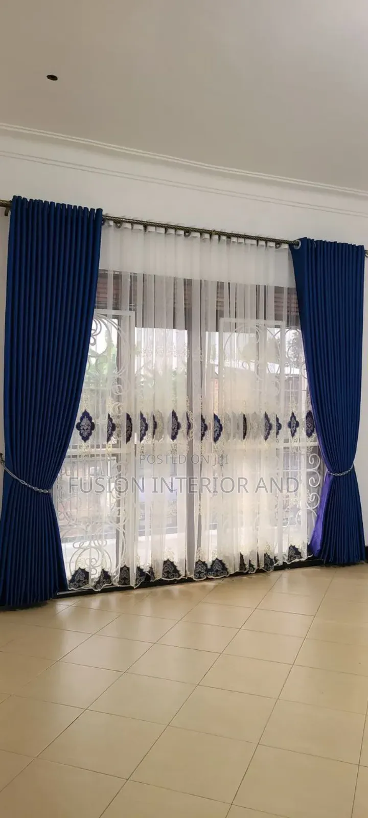 Blue Curtains and Nets With Blue Designs