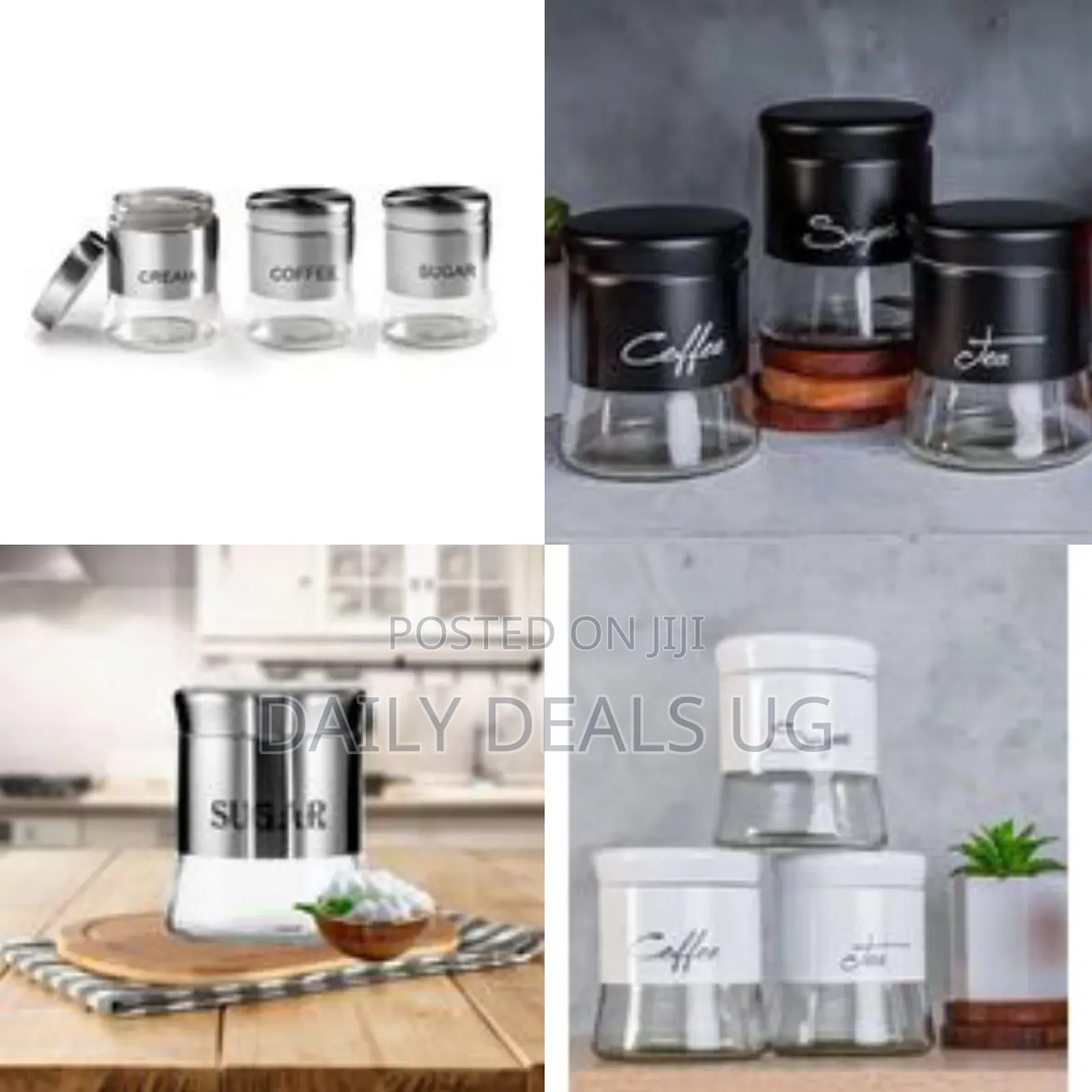 Et of 3 Storage Jars for Kitchen - 400ml Glass Jars With Shaker