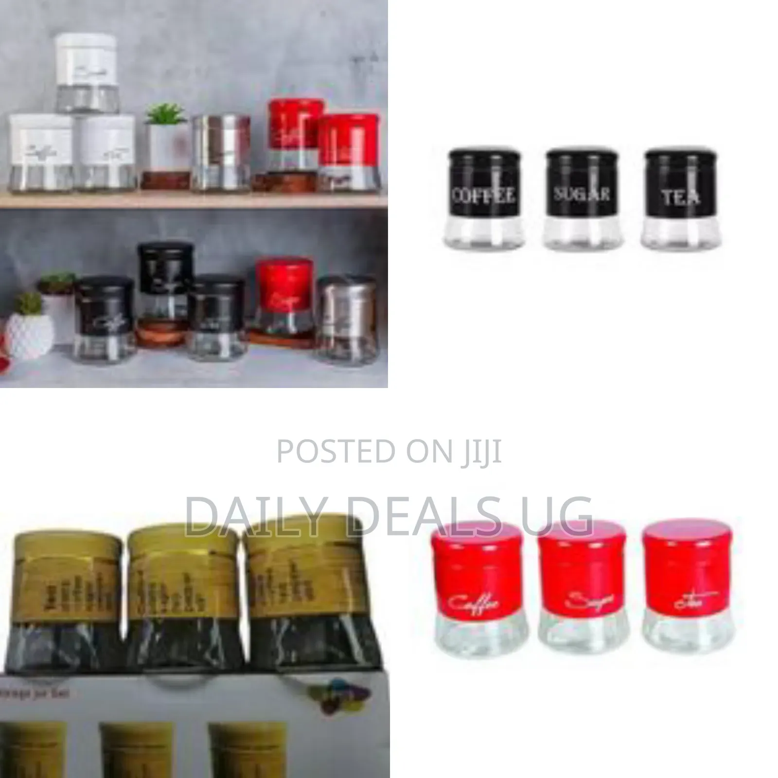 Et of 3 Storage Jars for Kitchen - 400ml Glass Jars With Shaker