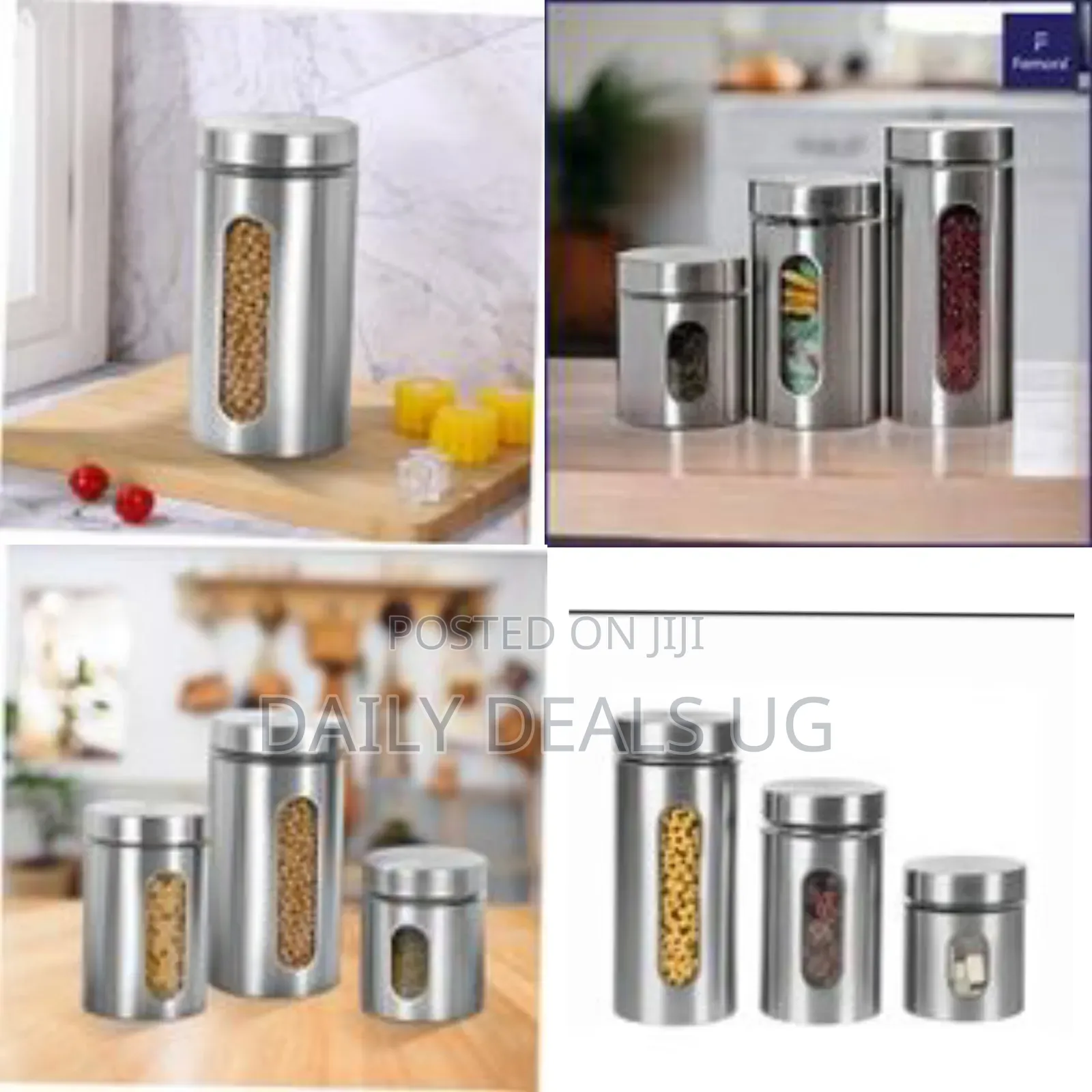 3pcs Stainless Steel Kitchen Storage Tank Food Canister for Kitchen