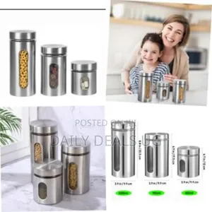 3pcs Stainless Steel Kitchen Storage Tank Food Canister for Kitchen