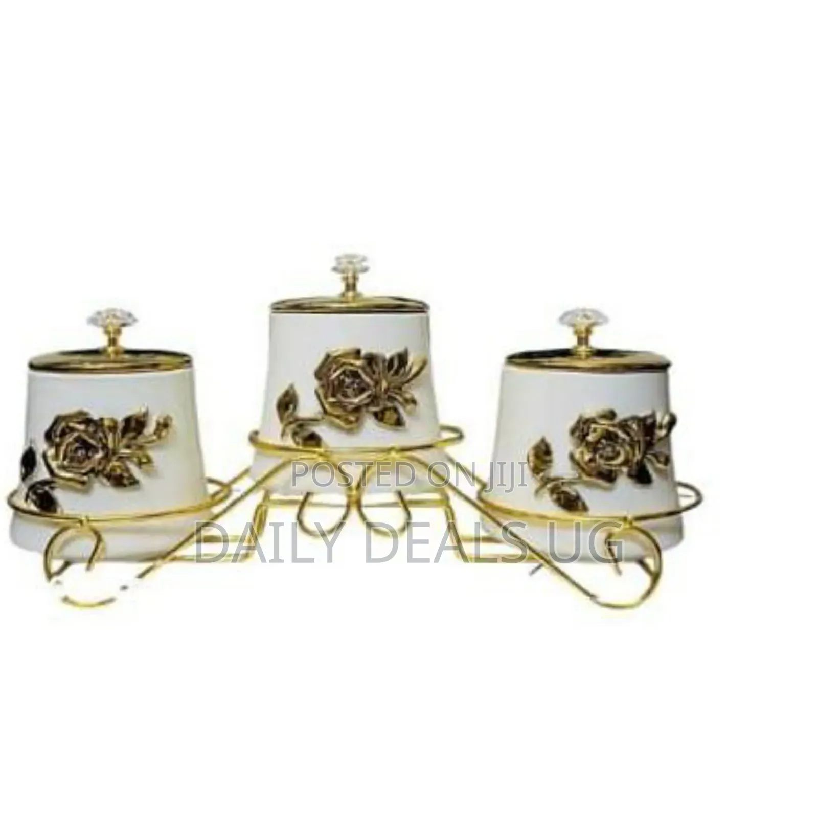 3 Pieces of Countertop Porcelain Kitchen Food Bins Coffee Tea Sugar