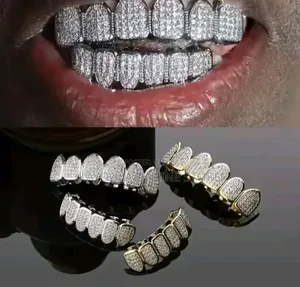 Teeth Grillz Set Silver Colured Fashion Jewellery