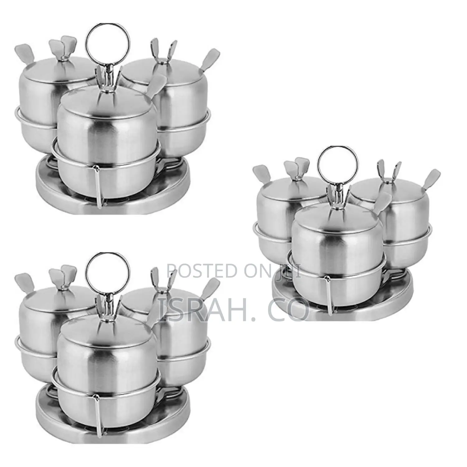 3 Piece Stainless Steel Spice/Sugar Set-Silver
