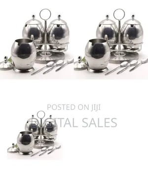 3 Piece Stainless Steel Egg Spice Sugar Bowl Canister Storage Tins