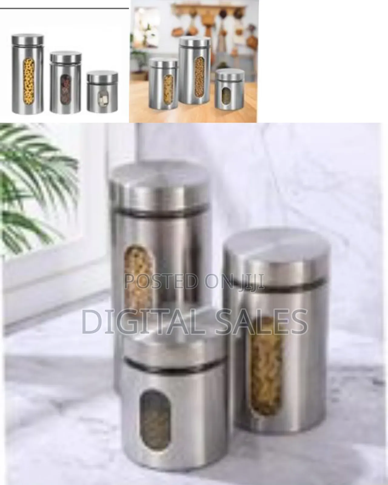 3pcs Stainless Steel Kitchen Storage Tank Food Canister for Kitchen