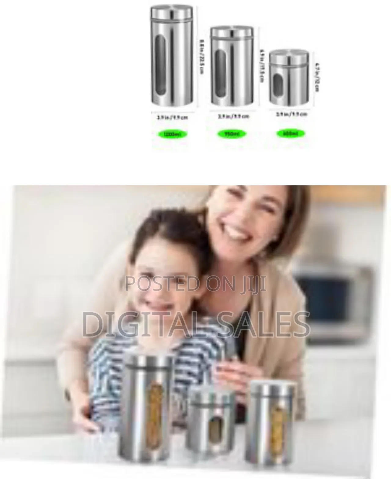 3pcs Stainless Steel Kitchen Storage Tank Food Canister for Kitchen