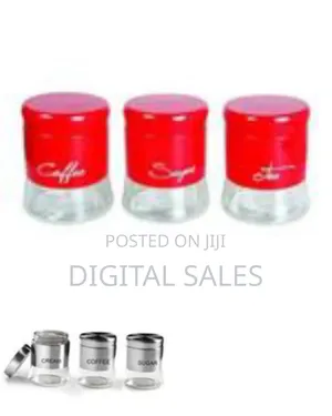 Et of 3 Storage Jars for Kitchen - 400ml Glass Jars With Shaker