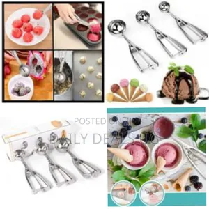 Ice Cream Scoop Set of 3, Stainless Steel With Trigger Release