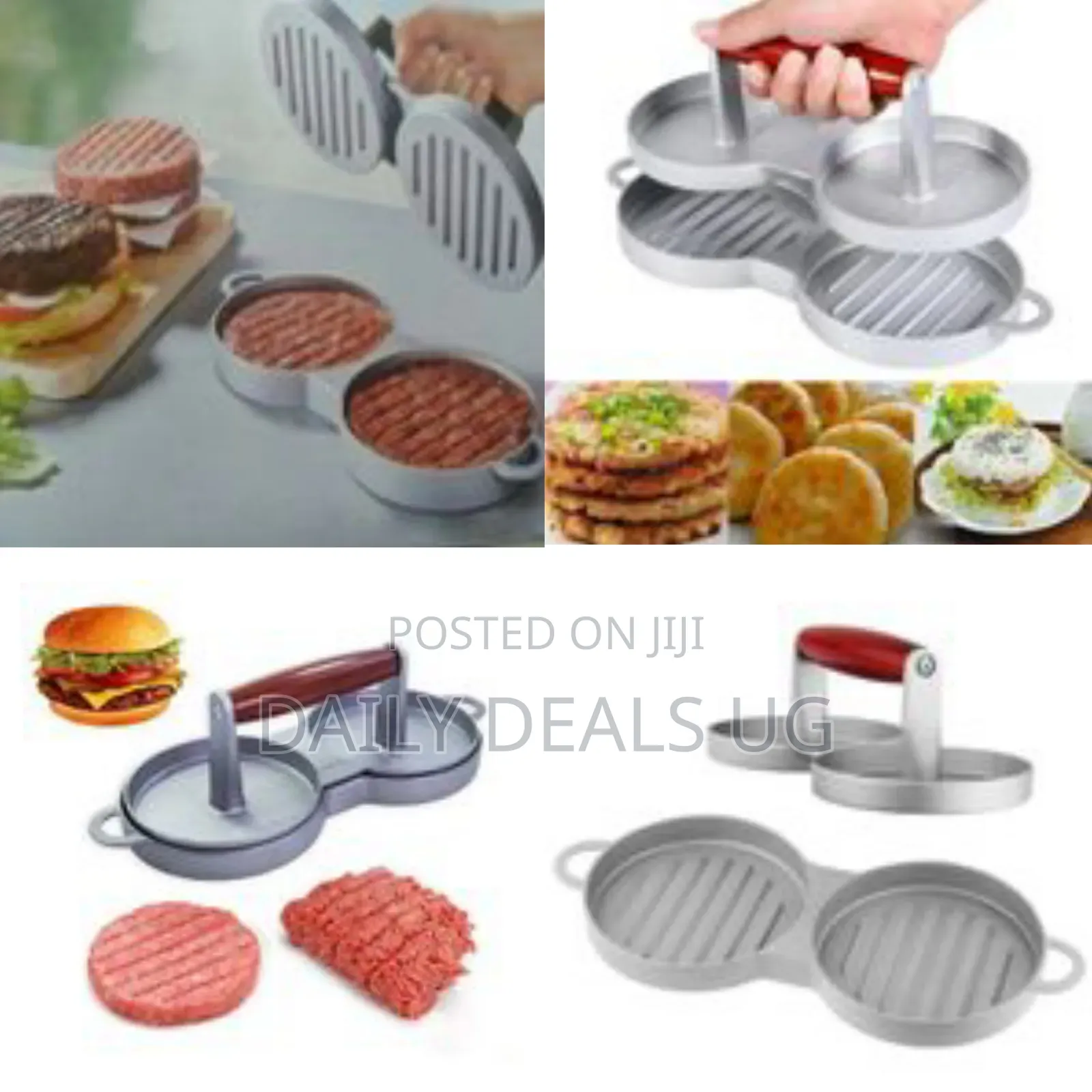Double Hamburger Press Mould Burger Cake Tool- Grey
