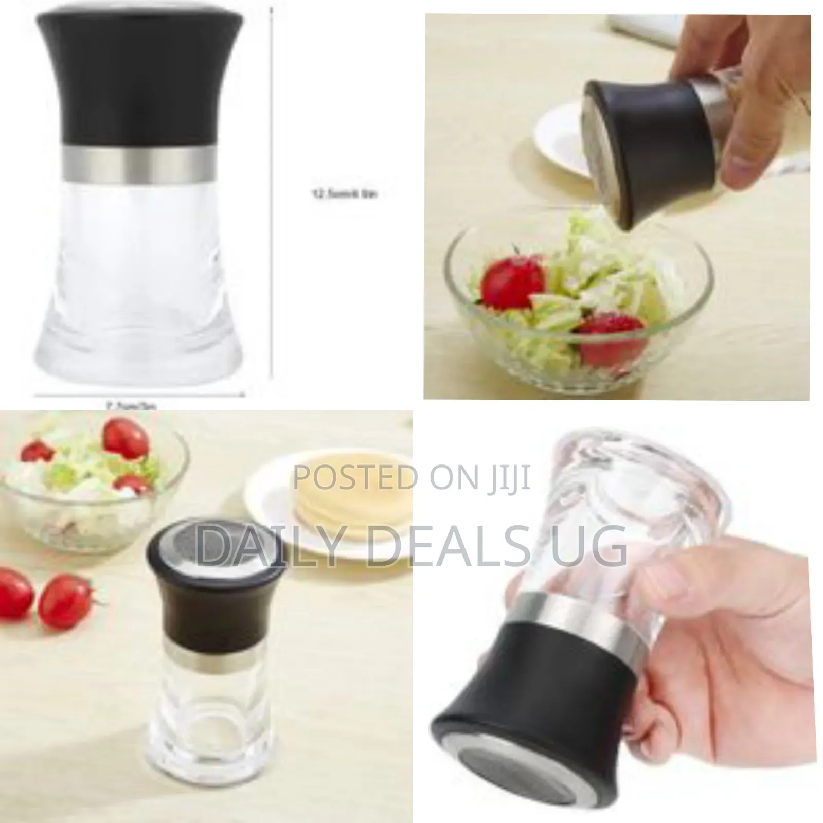 Acrylic Seasoning Jar,Stainless Steel Salt Shaker Pepper Pot Bottle