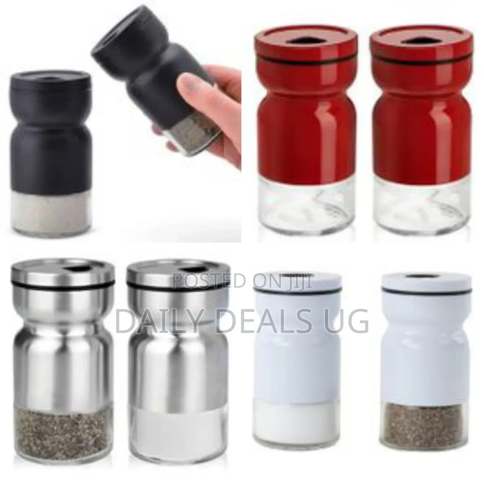 2 Piece Glass Salt and Pepper Shakers Mill With Stainless Steel Sleeve