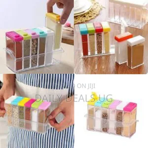 6 PCS Transparent Spice Jars Dispenser Masala Rack Easy Flow Condiment