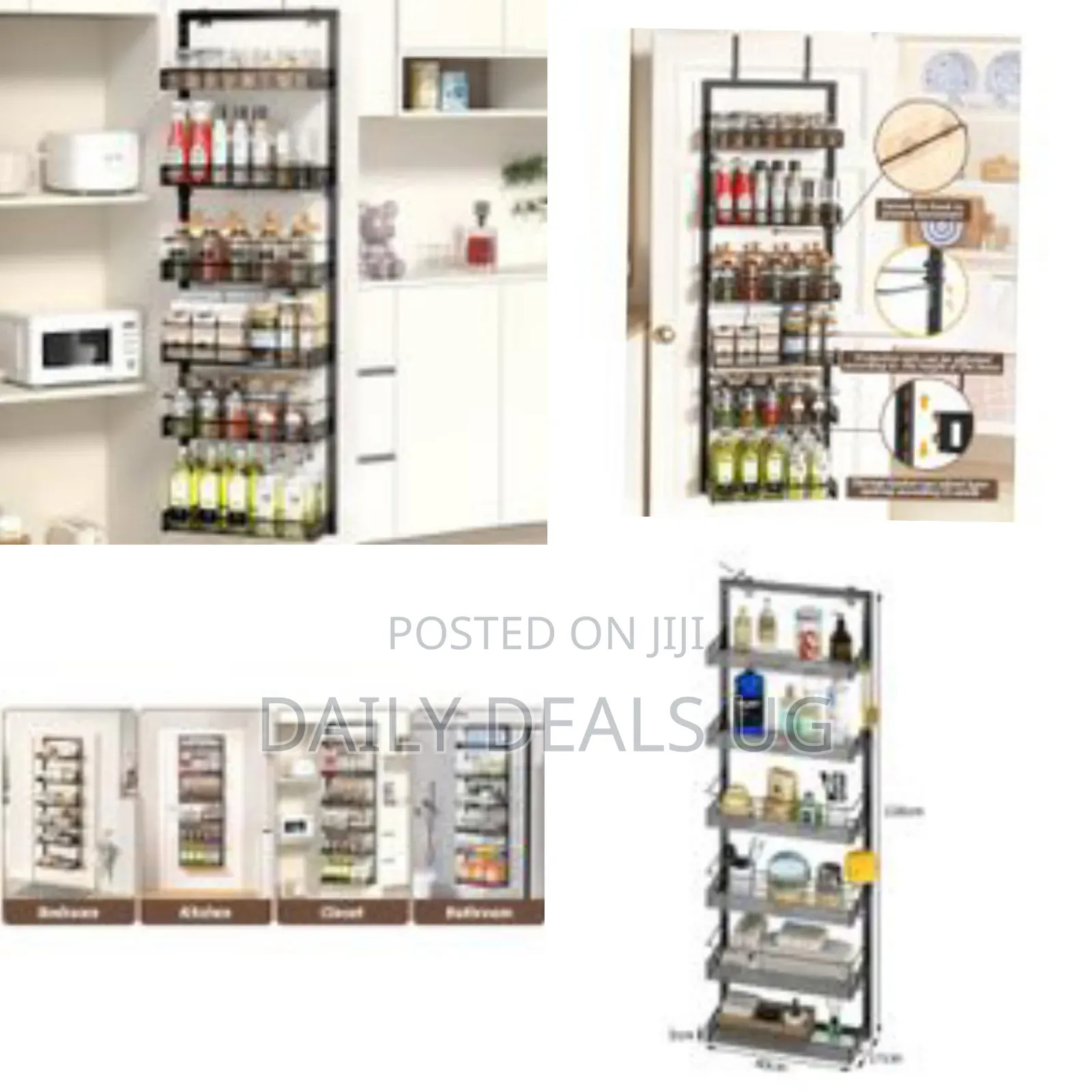 Over Door Spice Rack, 6-Tier Adjustable Over the Door Storage, Caddy