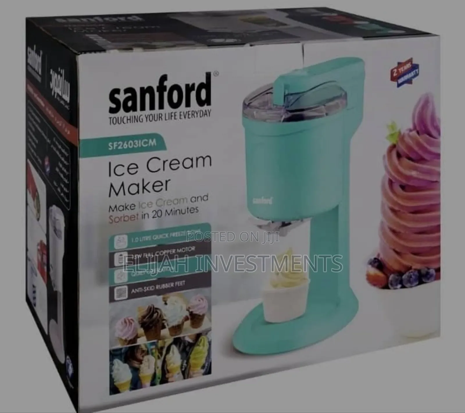 Sanford Ice Cream Maker, 1000ml Bowl, 15w,