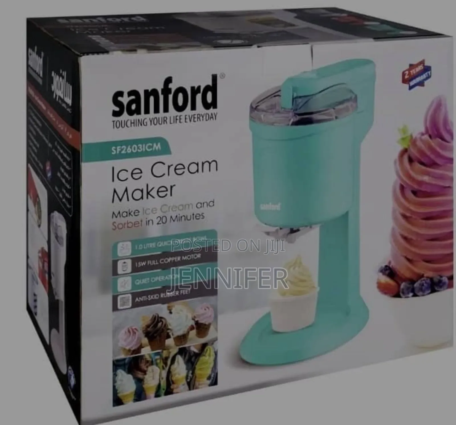 Sanford Ice Cream Maker, 1000ml Bowl, 15w,