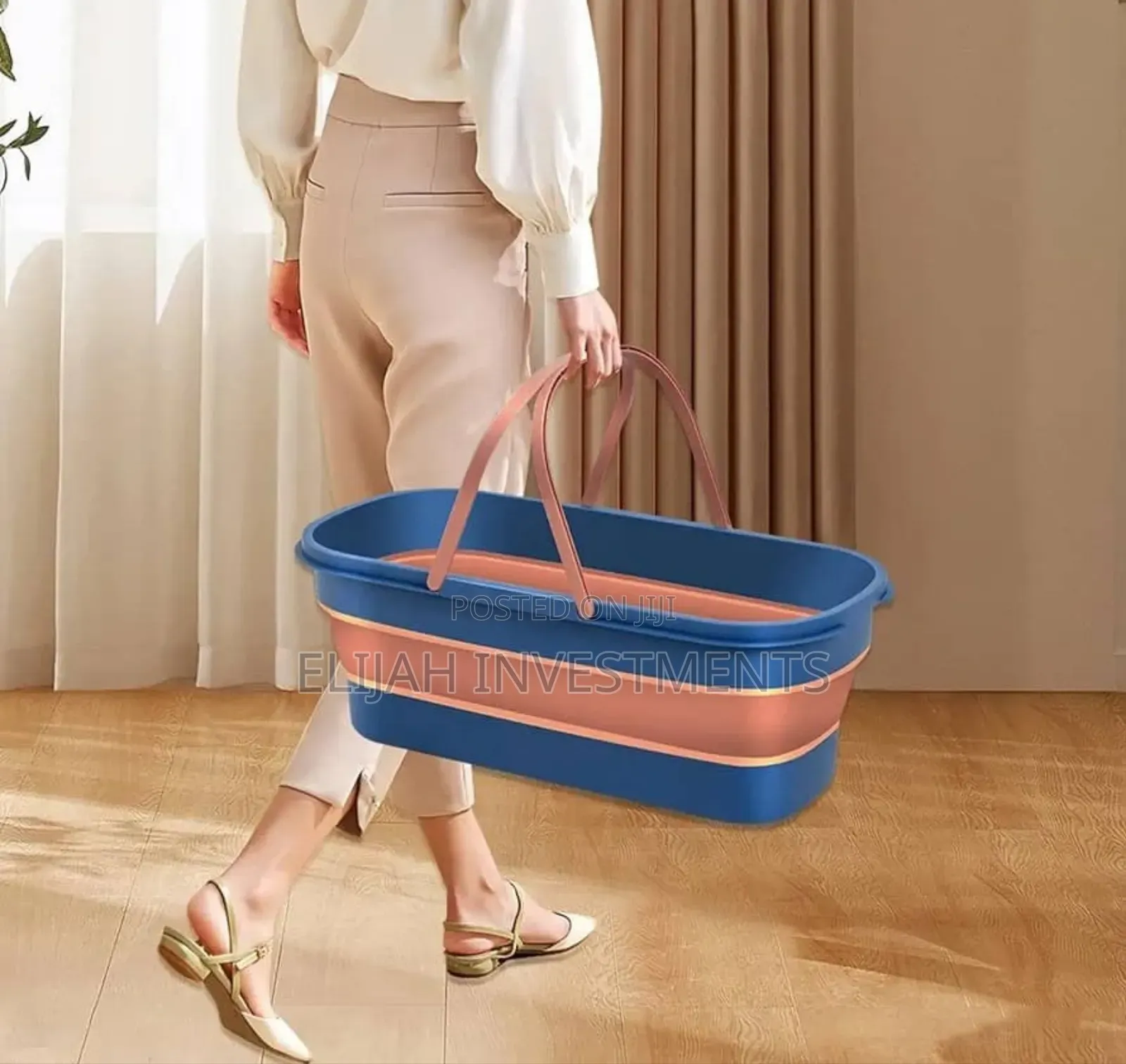 Large Flat Foldable Cleaning Bucket With Mop