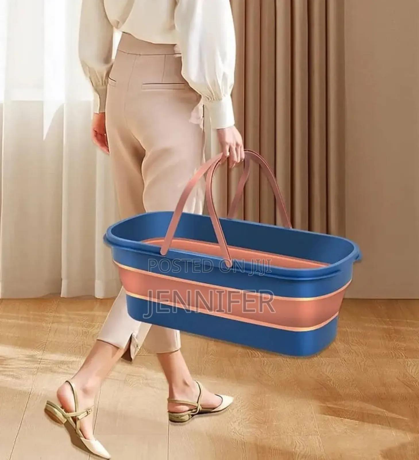 Large Flat Foldable Cleaning Bucket With Mop