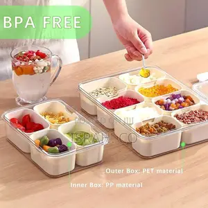 10 Compartment Divided Serving Tray With Lid and Handle Charcuterie