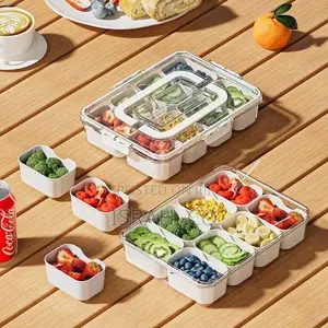 10 Compartment Divided Serving Tray With Lid and Handle Charcuterie