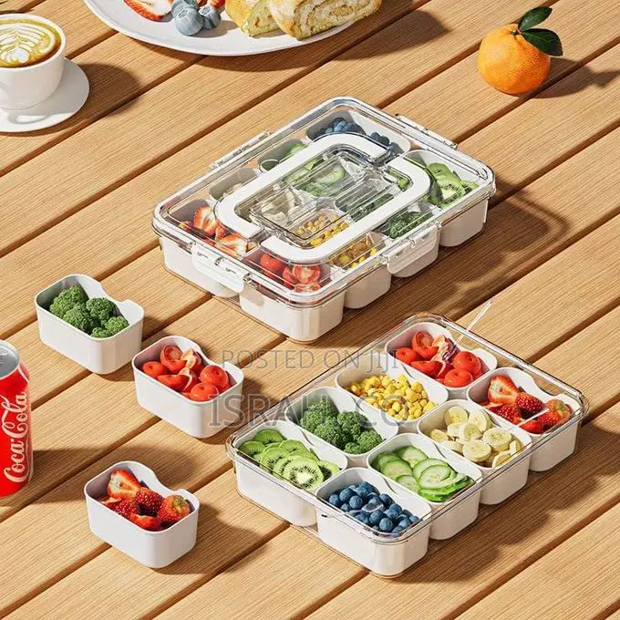 10 Compartment Divided Serving Tray With Lid and Handle Charcuterie