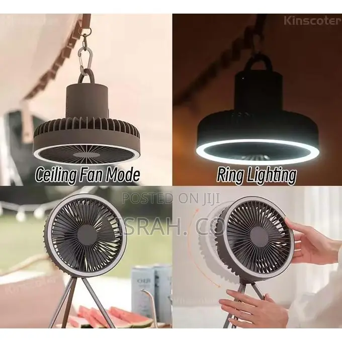 Camping Fan With Led Light, 10000mah Rechargeable