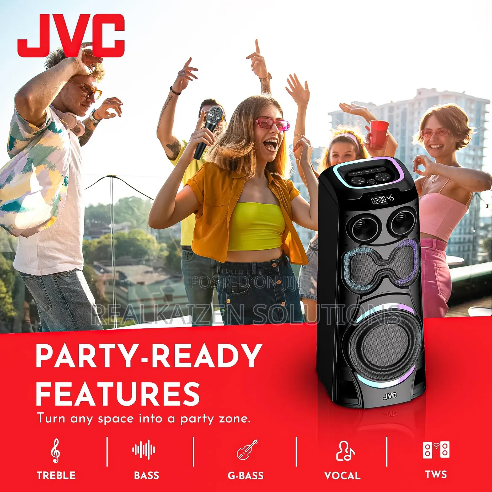 JVC Hifi Portable Party Speaker With Wireless Microphone
