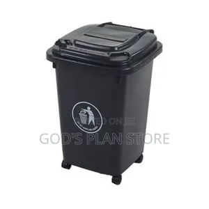 Outdoor Household Plastic Dust Bins 50litres Black