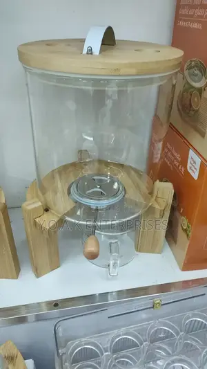 Glass Cereal Dispenser With Wooden Stand