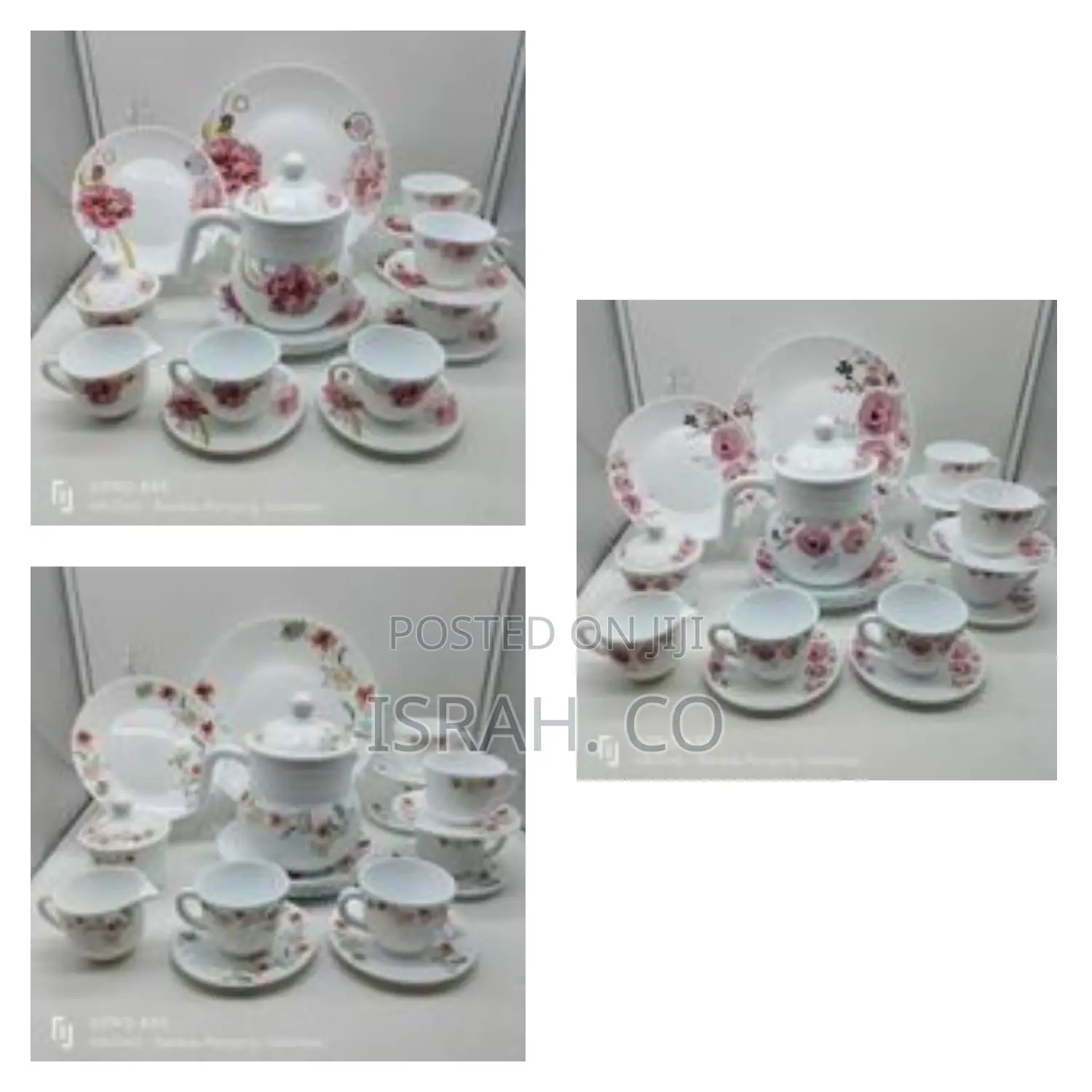 24 PCS Flowered Opalware Dinner Set With Cups and Saucer