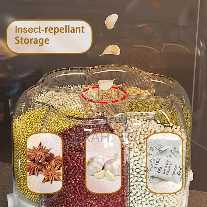 Kitchen Moisture-Proof 6-Grid Dry Food Storage Container