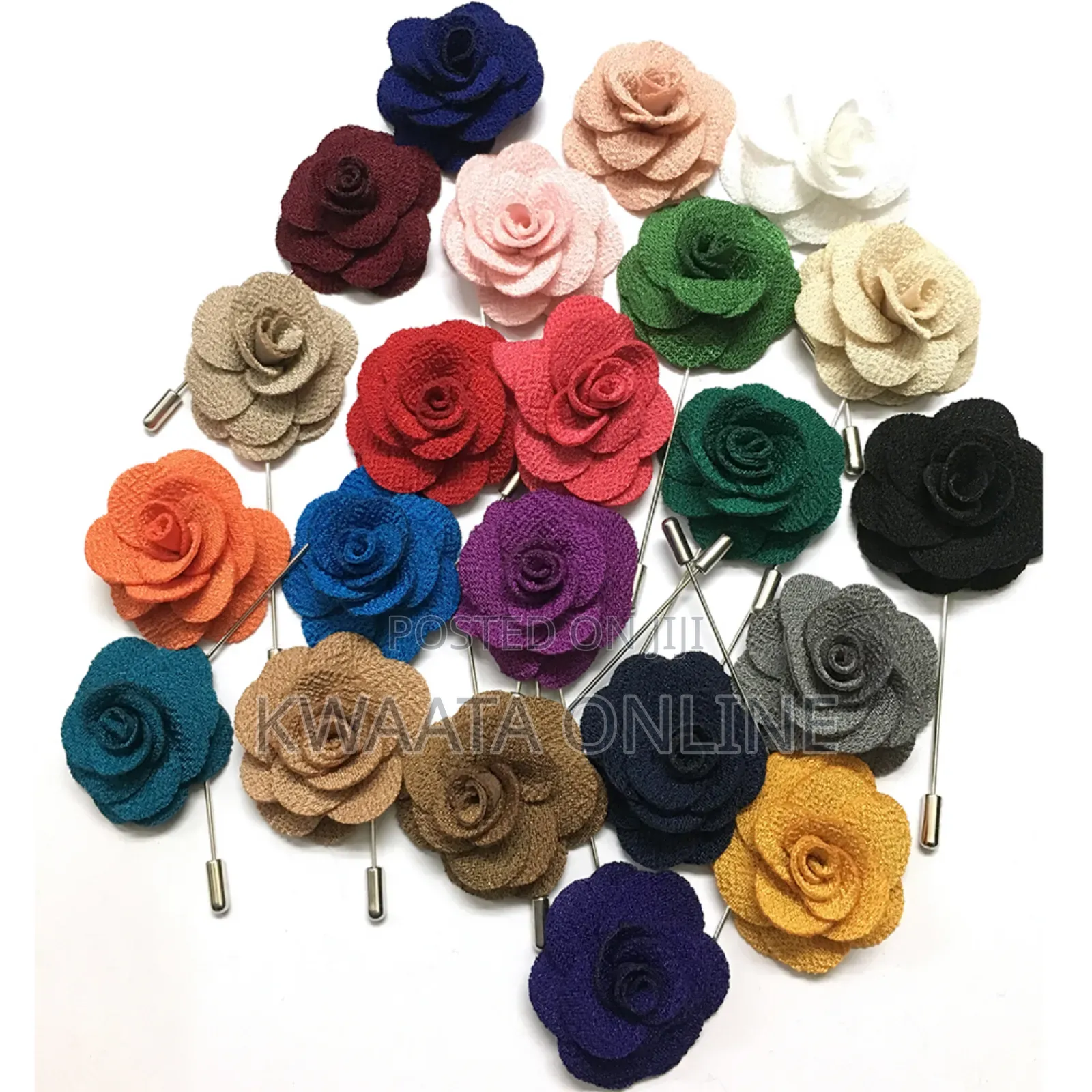 Men's Lapel Pin Fabric Flower Decor Boutonniere Pin Wedding Brooch
