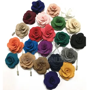 Men's Lapel Pin Fabric Flower Decor Boutonniere Pin Wedding Brooch