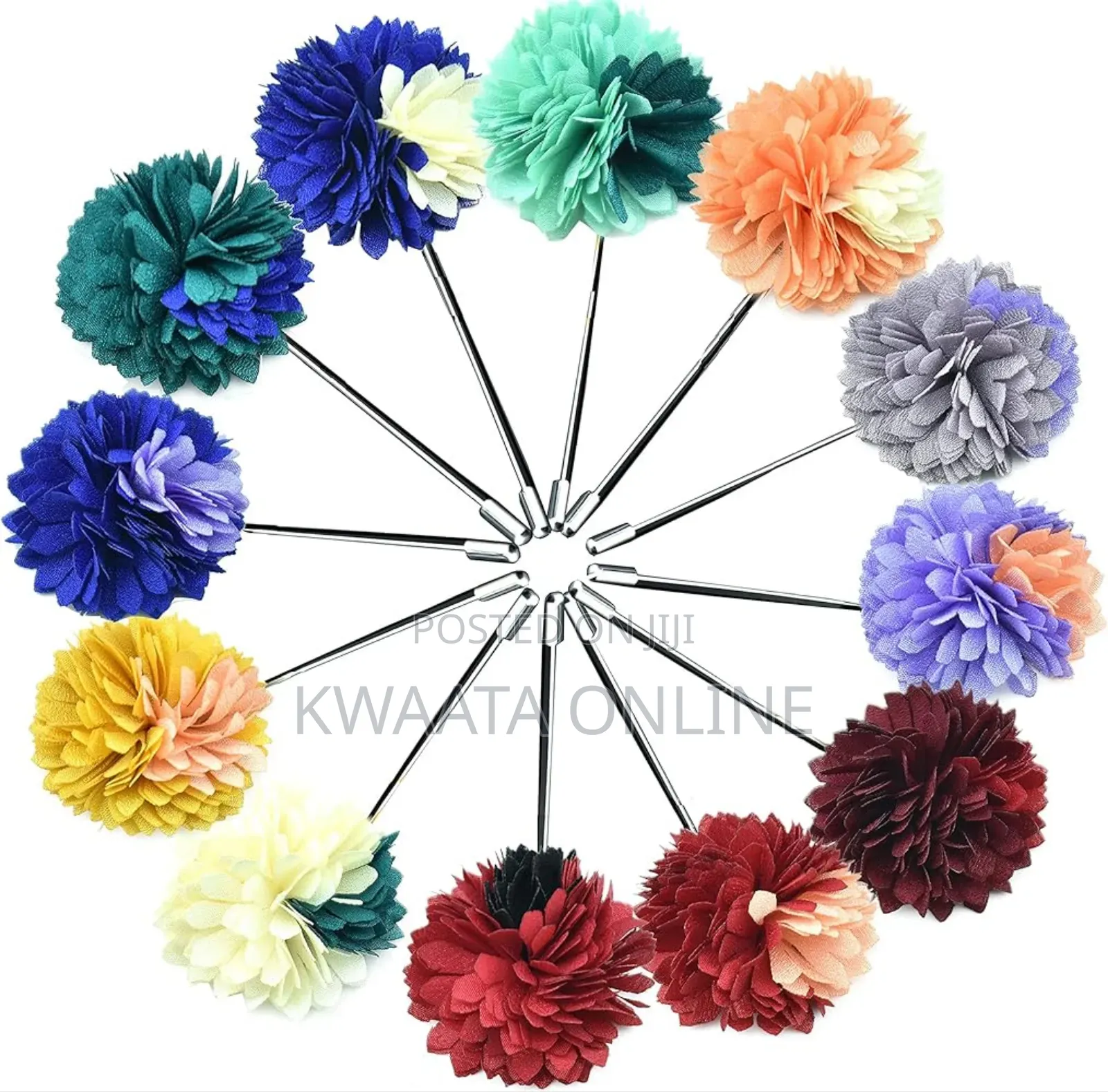 Men's Lapel Pin Fabric Flower Decor Boutonniere Pin Wedding Brooch
