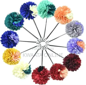 Men's Lapel Pin Fabric Flower Decor Boutonniere Pin Wedding Brooch