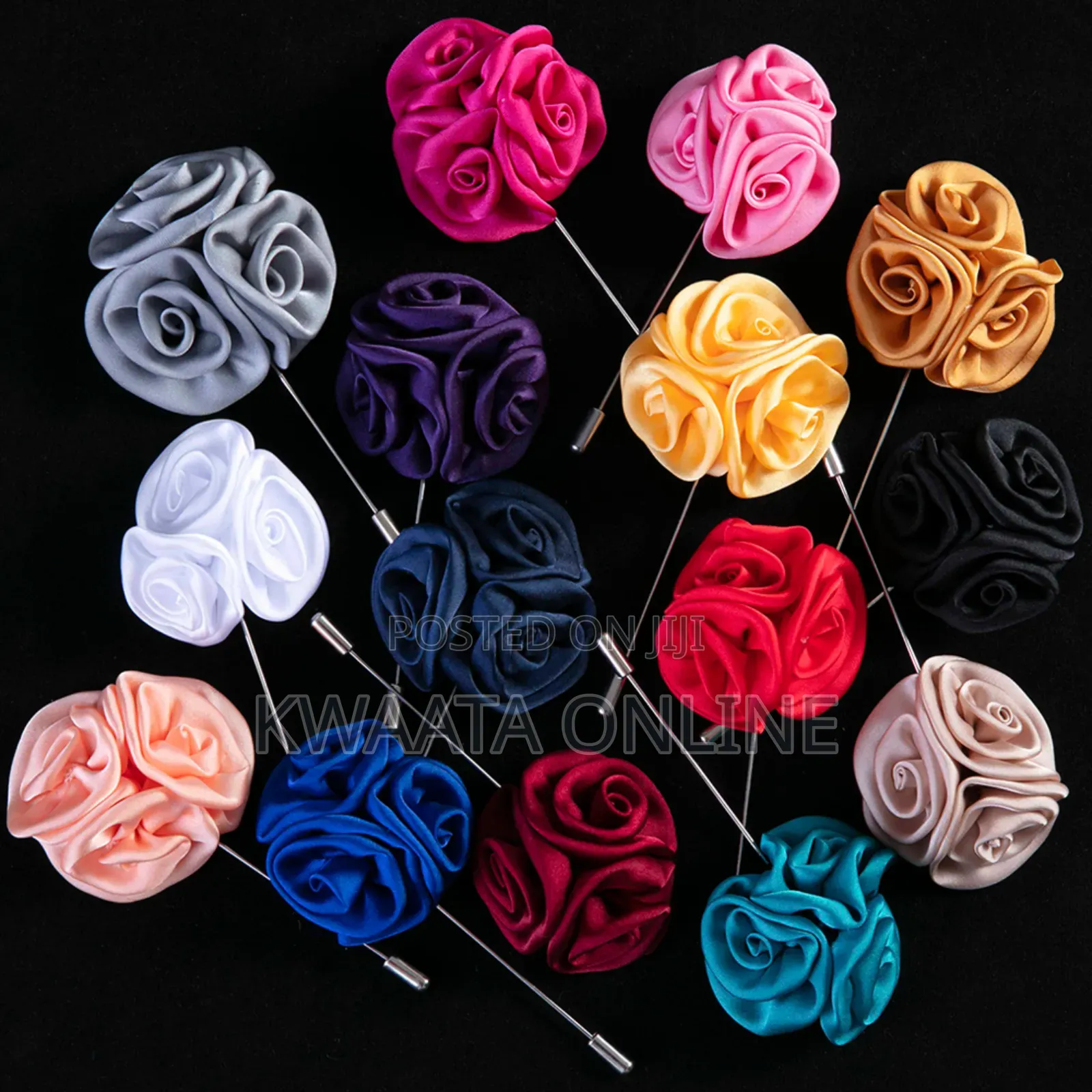 Men's Lapel Pin Fabric Flower Decor Boutonniere Pin Wedding Brooch