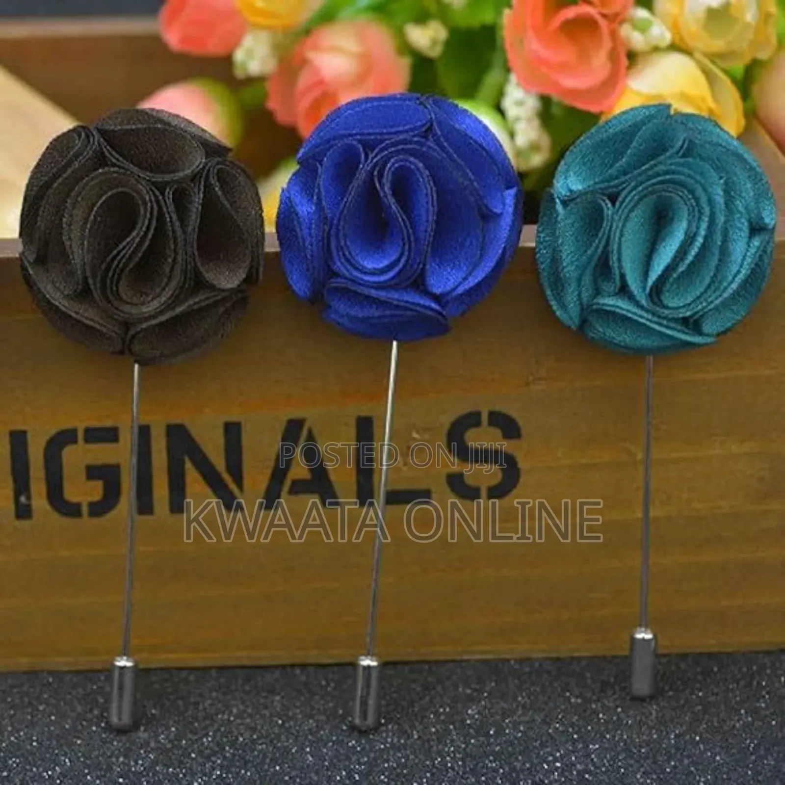Men's Lapel Pin Fabric Flower Decor Boutonniere Pin Wedding Brooch